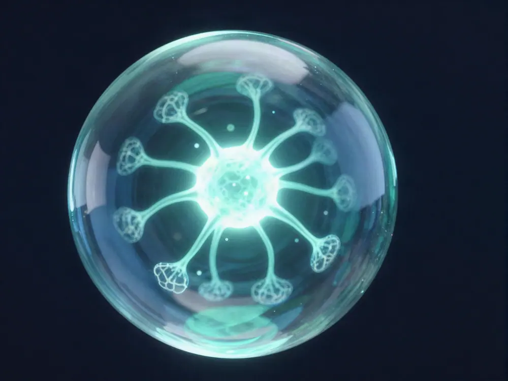 Esfera de cristal con un núcleo de luz similar a una red neuronal