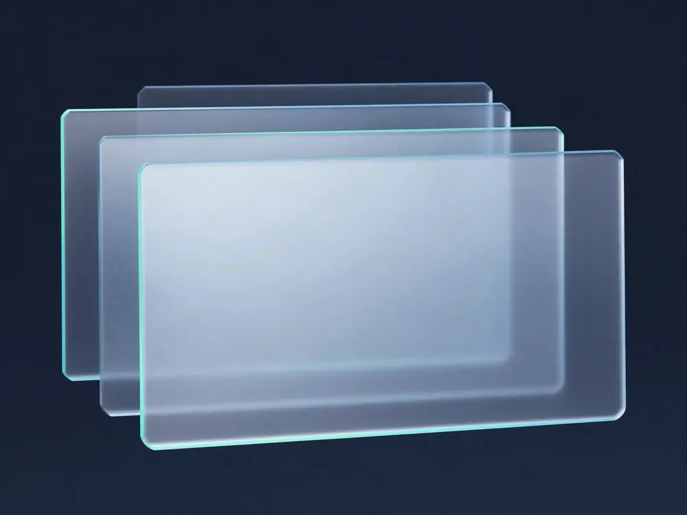Paneles de cristal superpuestos como ventanas de aplicación